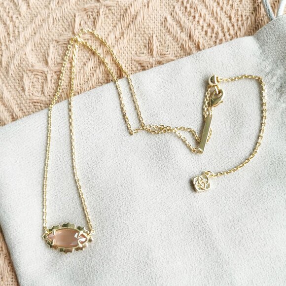 Kendra Scott - Genevieve Luster Plated Pink Cat's Eye Glass Necklace Gold - Picture 3 of 4